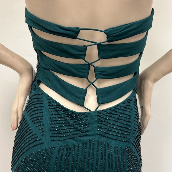 Adrianna papell beaded lace up back sleeveless party dress - Picture 5 of 9